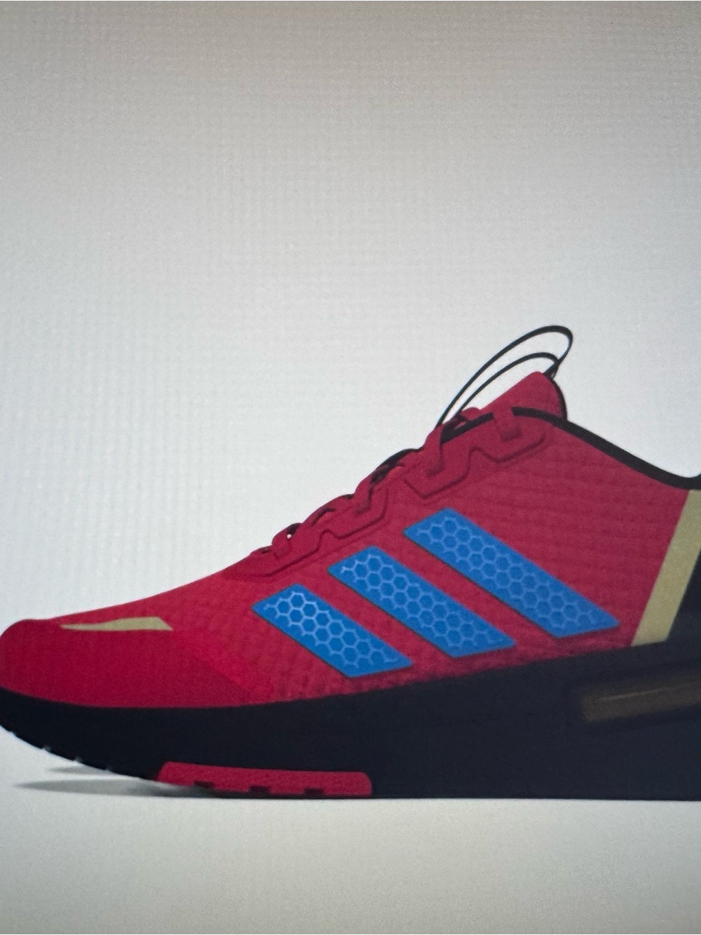 Adidas iron man youth Red Running Shoe with Blue Stripes